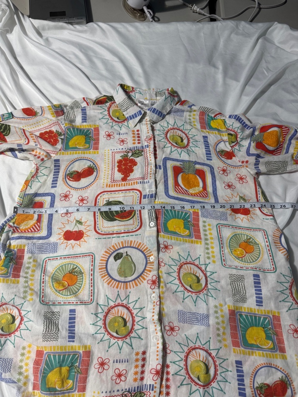 Goa Beachwear by Japna Fruit Print Button-Up Shirt – Size Small (Oversized Fit) - Picture 8 of 9